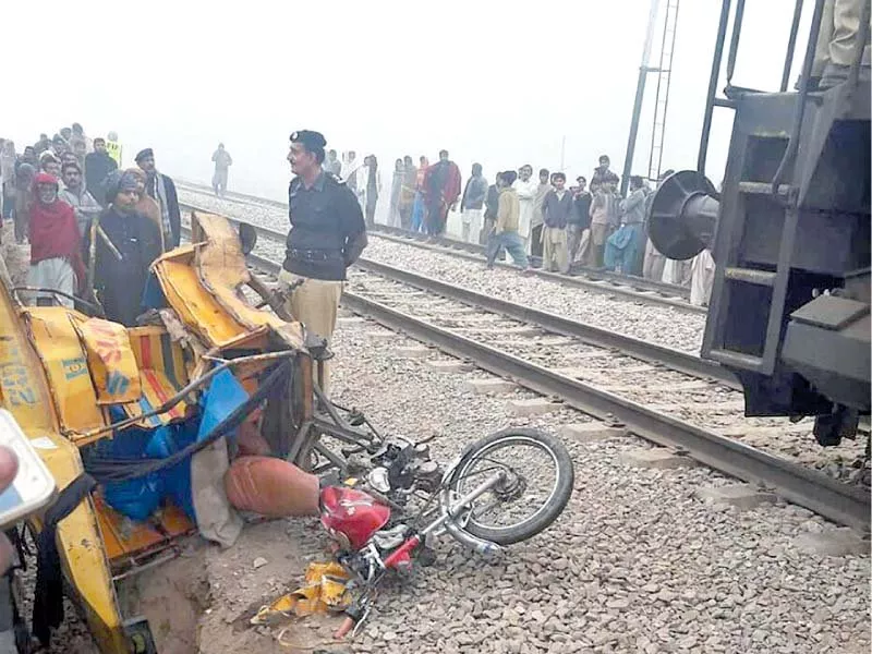 a motorised rickshaw lies mangled after the deadly crash in lodhran photo app