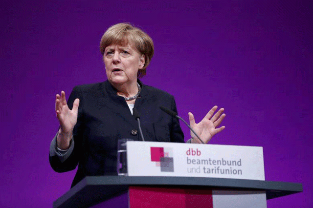 german chancellor angela merkel delivers a speech during the yearly meeting of germany 039 s government workers union deutscher beamtenbund dbb in cologne germany january 9 2017 photo reuters german chancellor angela merkel delivers a speech during the yearly meeting of germany 039 s government workers union deutscher beamtenbund dbb in cologne germany january 9 2017 photo reuters