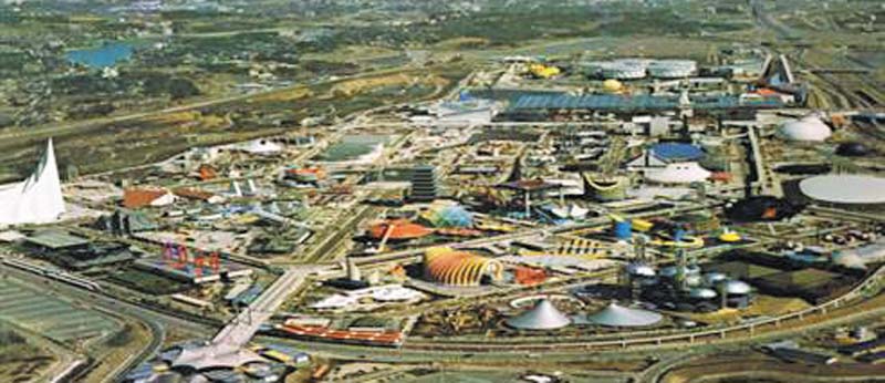 aerial view of expo 70 in osaka japan