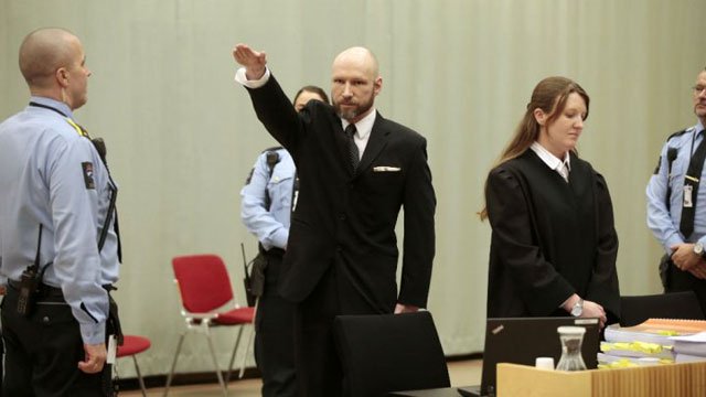 breivik makes nazi salute at court hearing photo afp