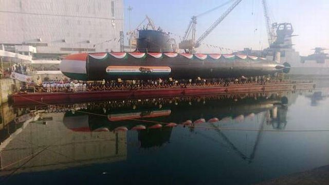 the sub was launched at the mazagon dock shipbuilders limited mdl in mumbai here on thursday photo the hindu