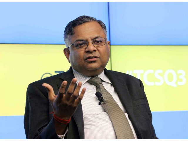 chief executive officer and managing director of tata consultancy services tcs natarajan chandrasekaran speaks during a news conference in mumbai on january 12 2017 photo afp chief executive officer and managing director of tata consultancy services tcs natarajan chandrasekaran speaks during a news conference in mumbai on january 12 2017 photo afp