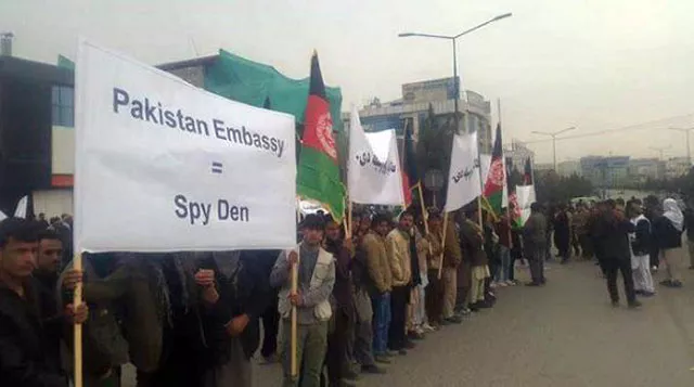 afghan protesters hold placards during a demonstration staged outside the pakistani embassy in kabul on friday january 13 2016 photo courtesy twitter com 1tvnewsaf afghan protesters hold placards during a demonstration staged outside the pakistani embassy in kabul on friday january 13 2016 photo courtesy twitter com 1tvnewsaf