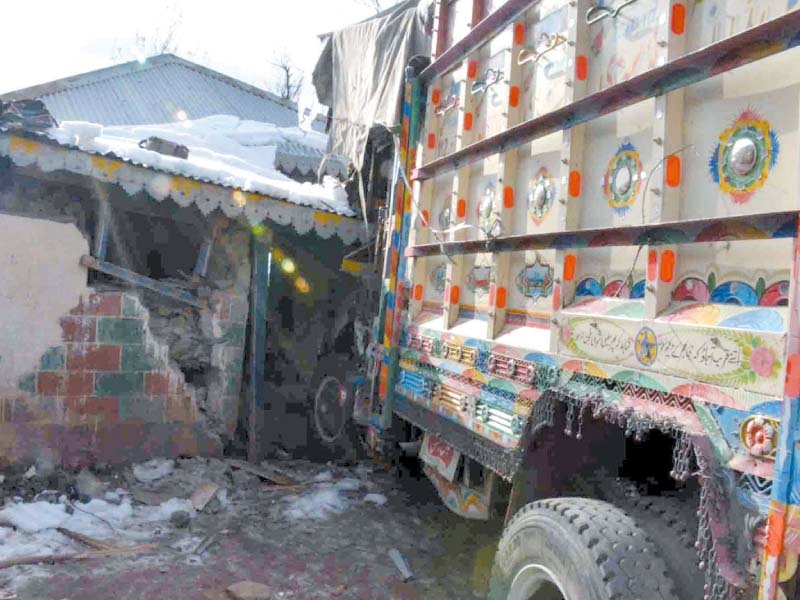 a truck rammed into a school killing a teacher and two students and injuring three others in the bagh district of ajk photo inp