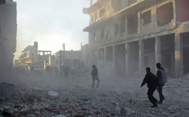 eight dead in raids on rebel held syrian town