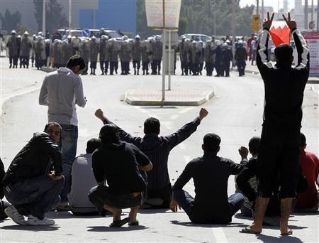 bahrain youths demonstrate in front of the police photo reuters