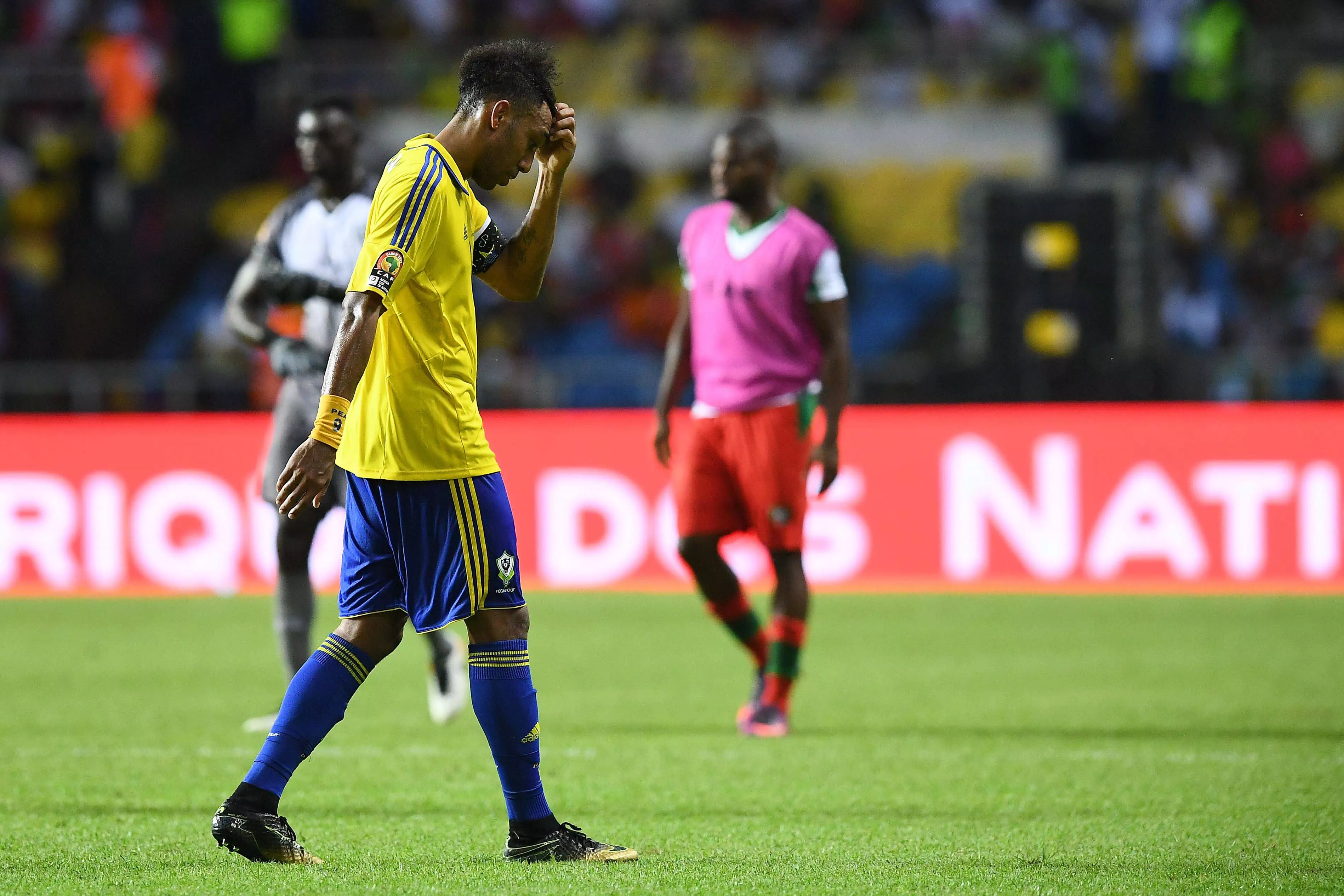 aubameyang trudges off the pitch after his gabon side was denied an opening day win by guinea bissau at the stade de l 039 amitie sino gabonaise in libreville photo afp aubameyang trudges off the pitch after his gabon side was denied an opening day win by guinea bissau at the stade de l 039 amitie sino gabonaise in libreville photo afp