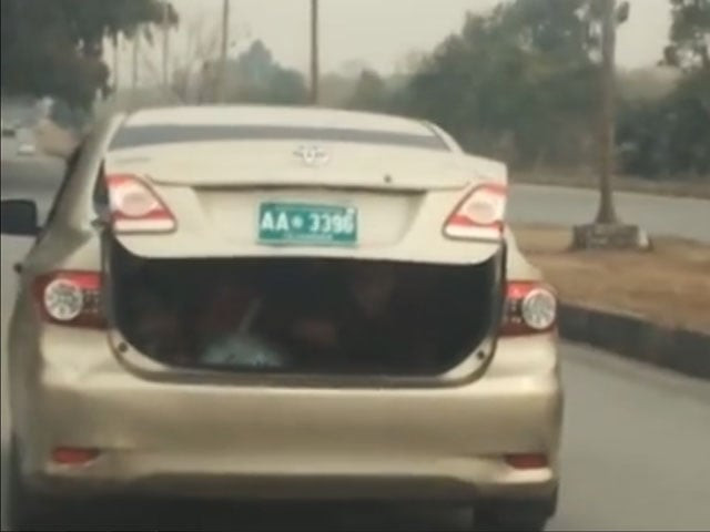 a child maid is seen sitting in the boot of a government vehicle in islamabad s f 10 area screengrab a child maid is seen sitting in the boot of a government vehicle in islamabad s f 10 area screengrab