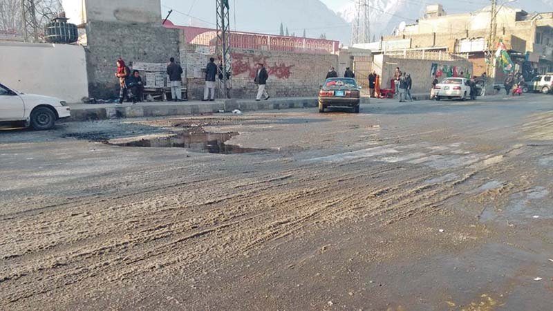 a view of a road which has frozen in gilgit photo express