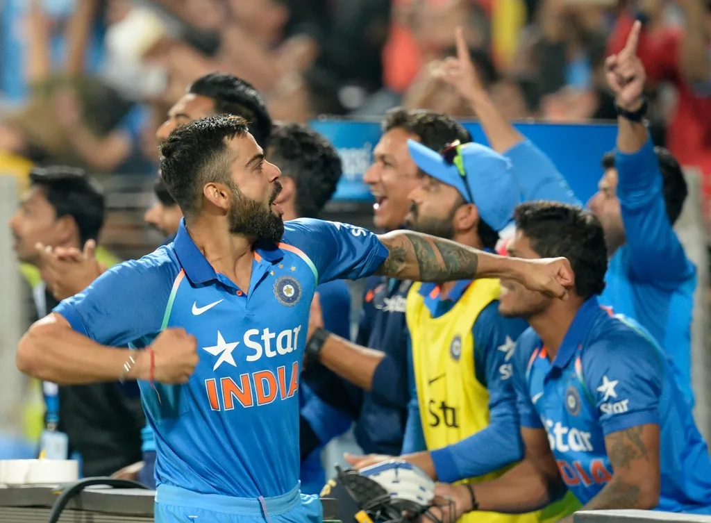 india 039 s captain virat kohli celebrates after india won the first odi against england in pune on january 15 2017 photo afp india 039 s captain virat kohli celebrates after india won the first odi against england in pune on january 15 2017 photo afp