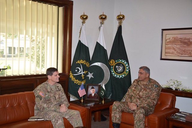 commander us central command calls on coas gen qamar javed bajwa at the ghq photo ispr