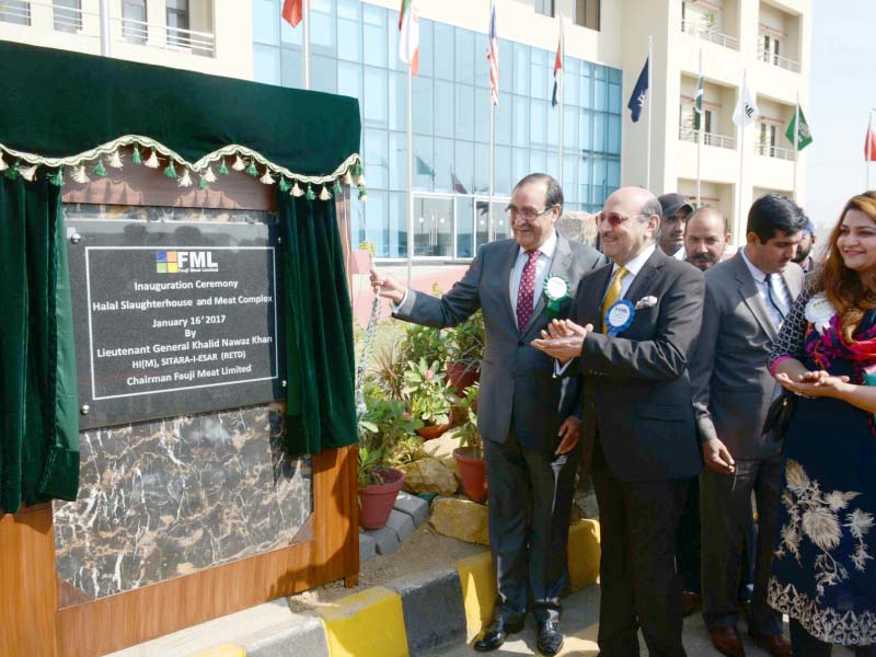 lt gen r khalid nawaz khan inaugurates fml s halal slaughterhouse and meat complex at bin qasim photo express