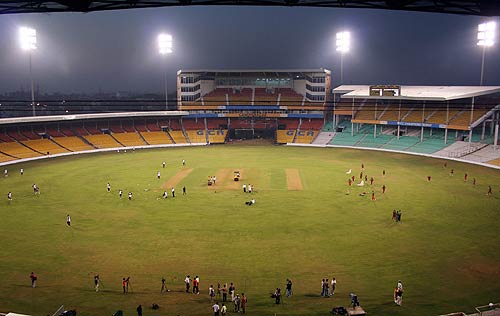 the ground is on the site of the recently demolished sardar patel gujarat stadium which could hold around 50 000 spectators photo afp