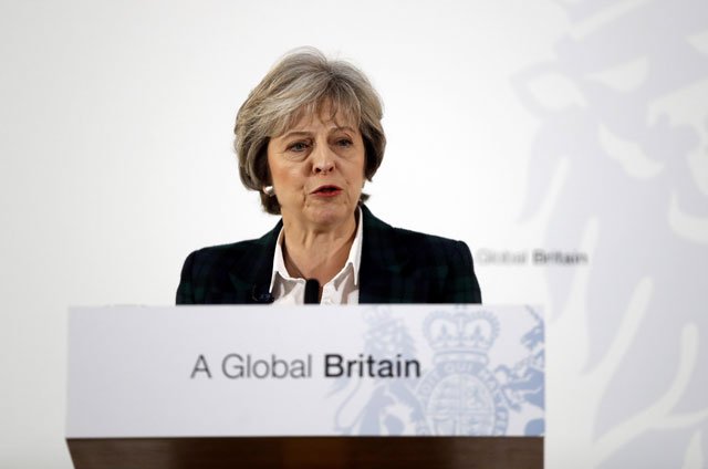 britain 039 s prime minister theresa may delivers a speech on leaving the european union at lancaster house in london january 17 2017 photo reuters