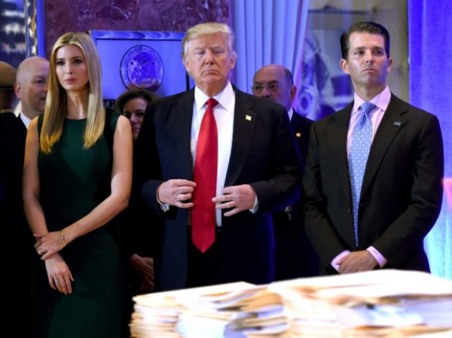 us president elect donald trump stands with his children ivanka and donald jr during trump 039 s press conference at trump tower in new york on january 11 2017 photo afp us president elect donald trump stands with his children ivanka and donald jr during trump 039 s press conference at trump tower in new york on january 11 2017 photo afp