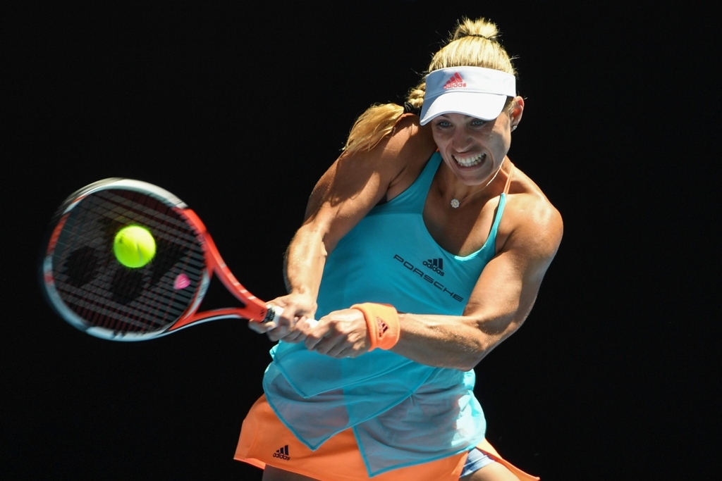 angelique kerber plays a shot against carina witthoeft during their australian open match in melbourne on january 18 2017 photo afp