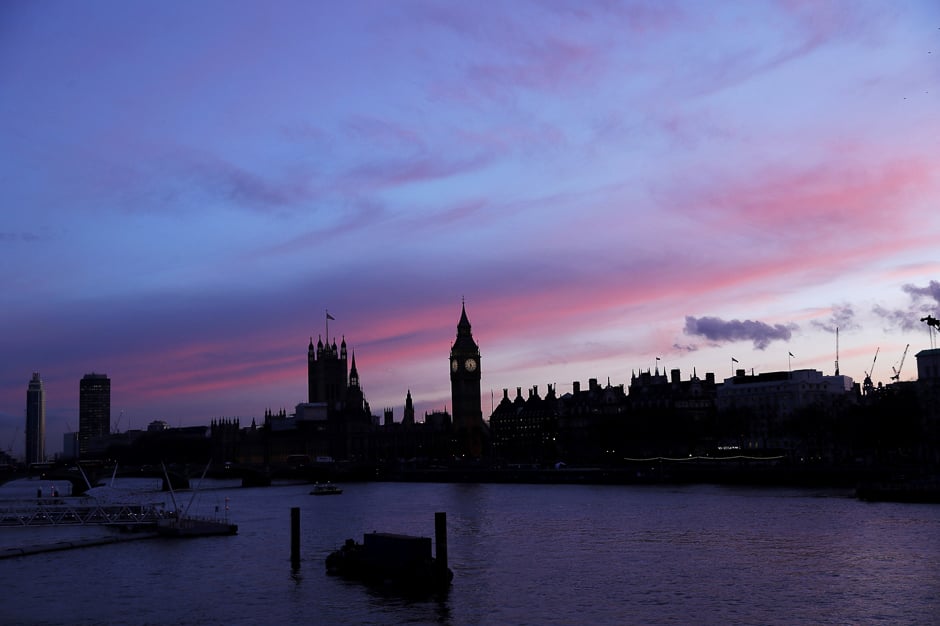 The sun sets behind the Houses of Parliament after an attack on Westminster Bridge in London. PHOTO: REUTERS