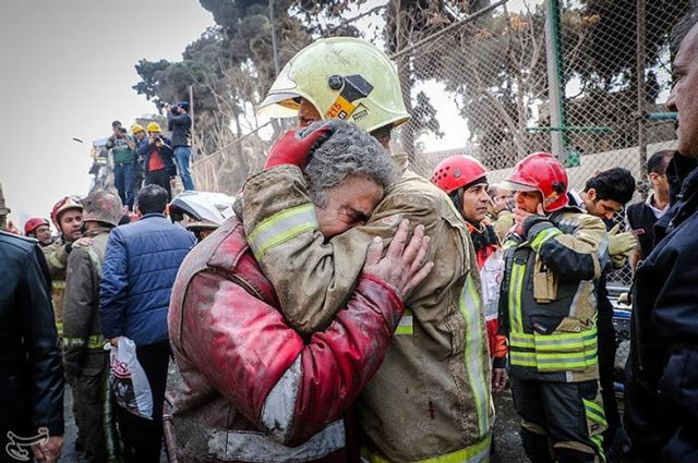firefighters react at the site of a collapsed high rise building in tehran iran january 19 2017 photo reuters