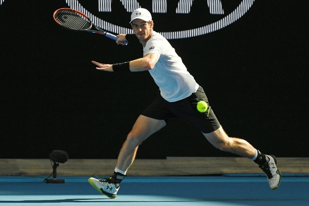 andy murray hits a return against sam querrey on day five of the australian open in melbourne on january 20 2017 photo afp