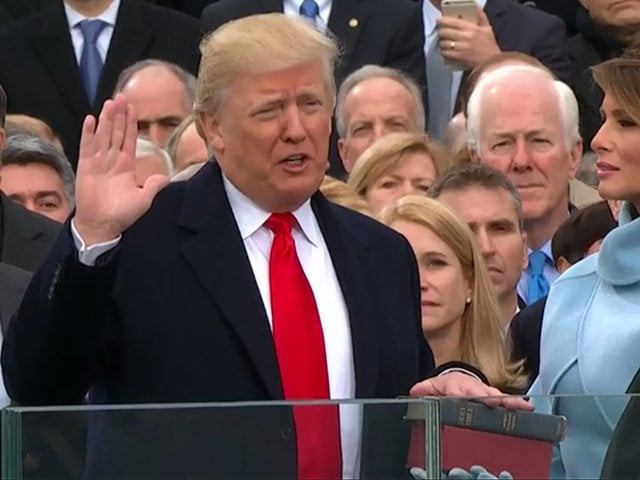 us president donald trump takes the oath of office during his inauguration at the us capitol in washington us january 20 2017 screen grab us president donald trump takes the oath of office during his inauguration at the us capitol in washington us january 20 2017 screen grab