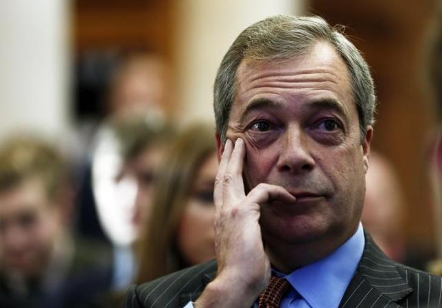 the leader of the united kingdom independence party ukip nigel farage listens during a leave eu campaign news conference in central london britain november 18 2015 photo reuters