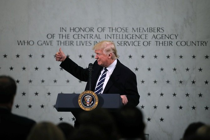 us president donald trump delivers remarks during a visit to the central intelligence agency cia in langley virginia us january 21 2017 photo reuters