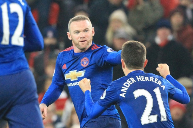 rooney became united 039 s all time leading scorer with his 250th goal for the english giants but saw his team fall two more points behind in the title race photo afp