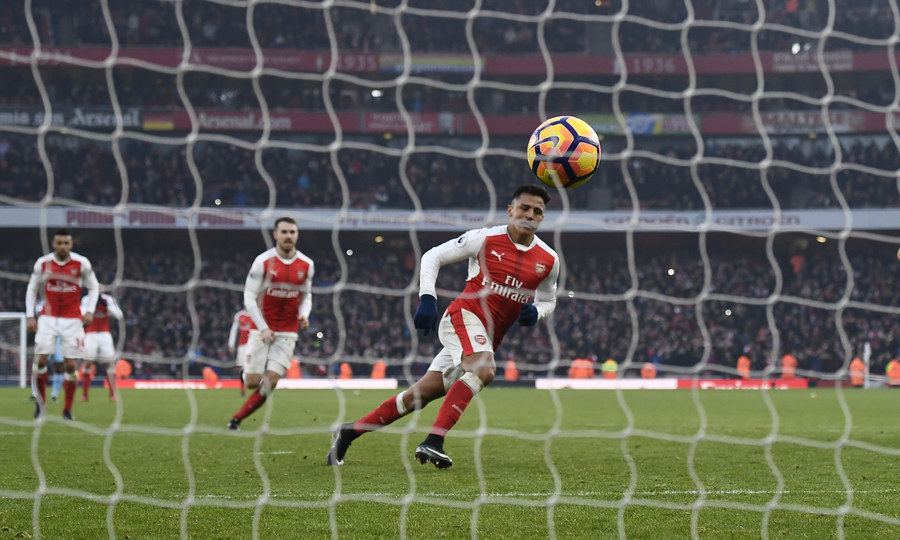 arsenal 039 s alexis sanchez scores their second goal from the penalty spot in match again burnley on january 22 2016 photo reuters