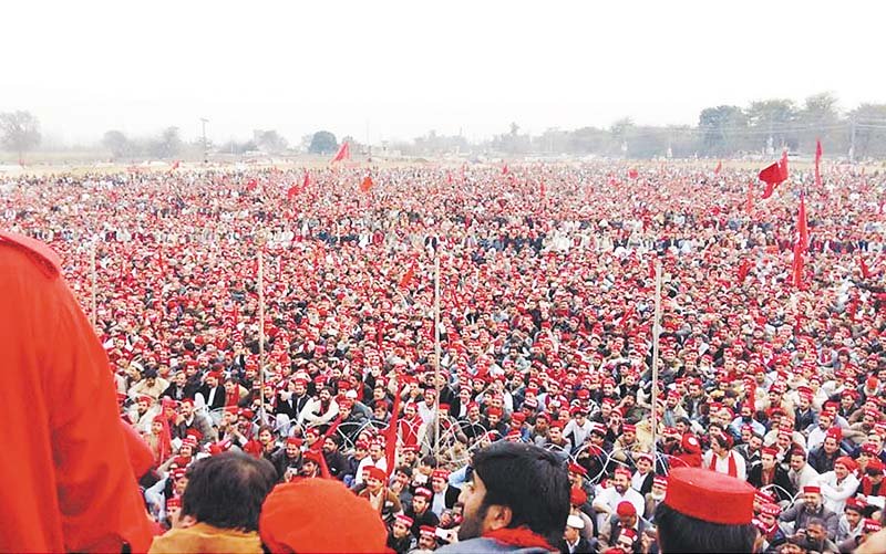 workers of the awami national party gather in charsadda photo express