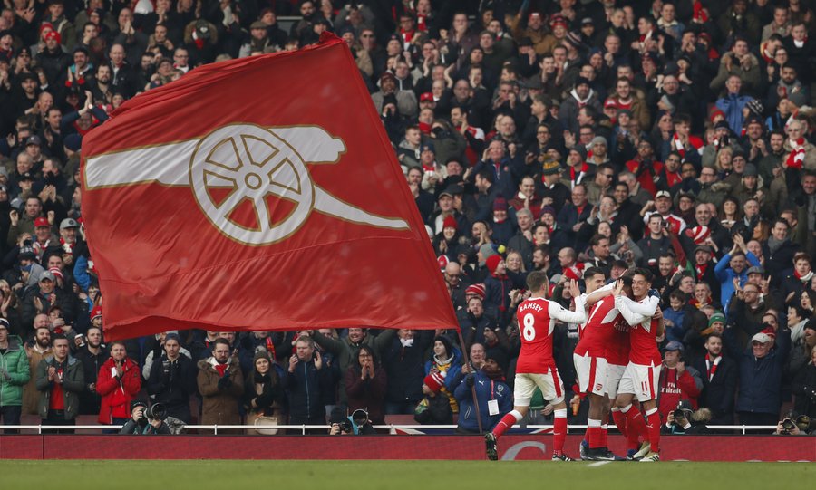 arsenal 039 s shkodran mustafi celebrates scoring their first goal against burnley on january 22 2016 photo reuters