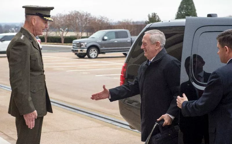 us secretary of defense james mattis r arrives at the pentagon on january 21 2017 photo afp us secretary of defense james mattis r arrives at the pentagon on january 21 2017 photo afp