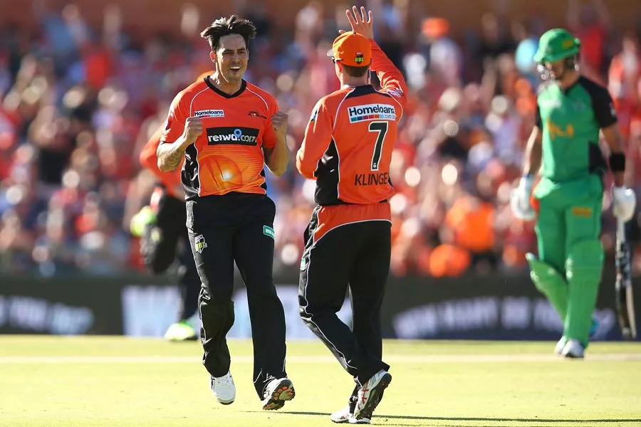 mitchell johnson celebrates after removing kevin pietersen perth scorchers v melbourne stars perth big bash league 2016 17 january 24 2017 photo courtesy getty images mitchell johnson celebrates after removing kevin pietersen perth scorchers v melbourne stars perth big bash league 2016 17 january 24 2017 photo courtesy getty images