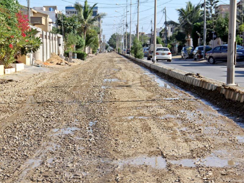 the two kilometre patch that has been undergoing renovation for the last two weeks is the two lane road from khayaban e hilal to khayaban e ittehad which has houses on both the sides photo ayesha mir express