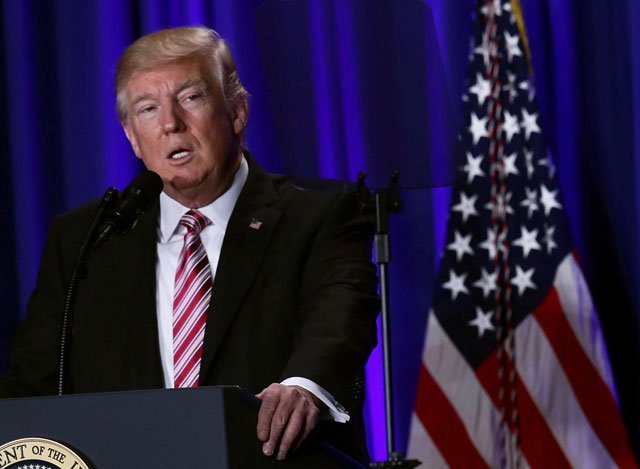 us president donald trump speaks during a luncheon at the congress of tomorrow republican member retreat january 26 2017 in philadelphia pennsylvania photo afp