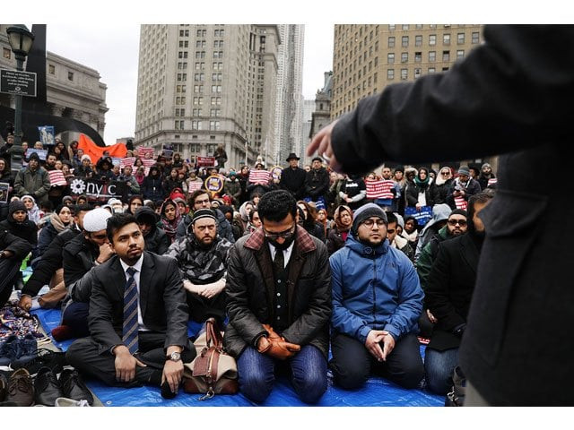 area muslims and local immigration activists participate in a prayer and rally against president donald trump 039 s immigration policies on january 27 2017 in new york city photo afp area muslims and local immigration activists participate in a prayer and rally against president donald trump 039 s immigration policies on january 27 2017 in new york city photo afp