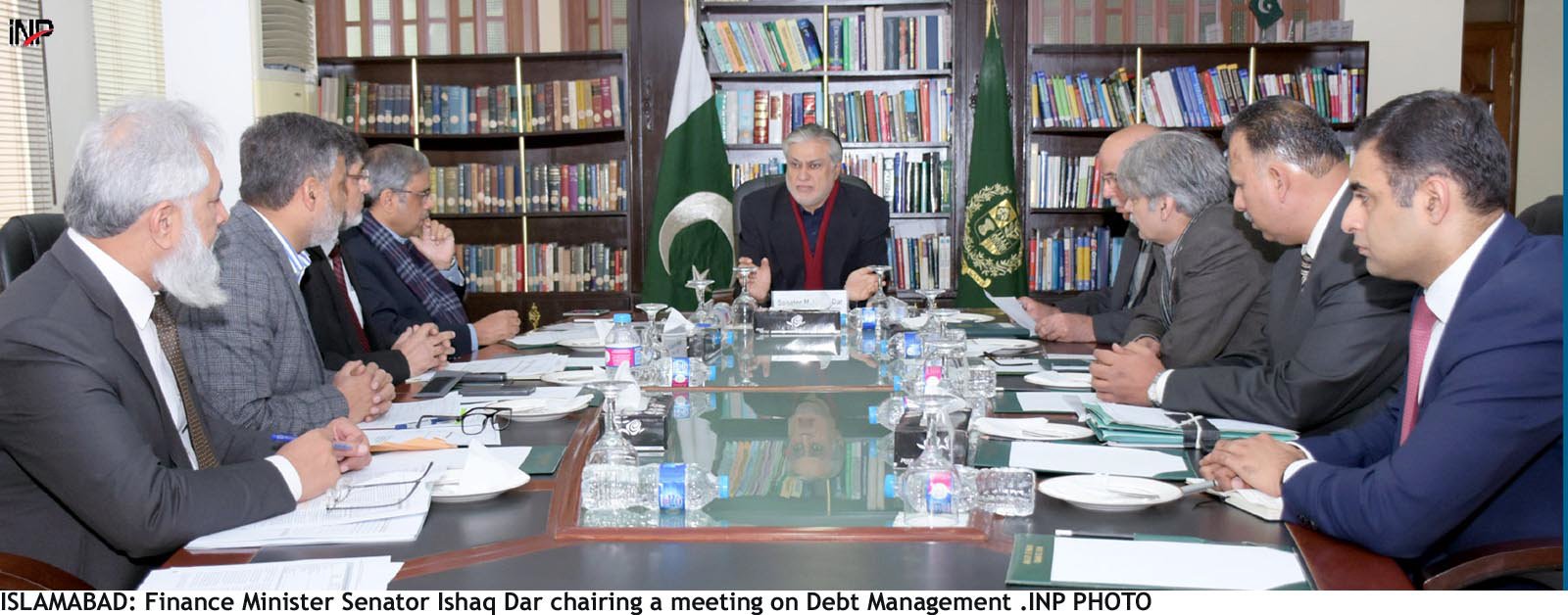 finance minister ishaq dar chairing a meeting on debt management photo inp