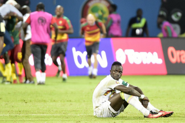 senegal 039 s forward sadio mane reacts after the penalty shootout at the end of the 2017 africa cup of nations quarter final football match between senegal and cameroon in franceville on january 28 2017 photo afp