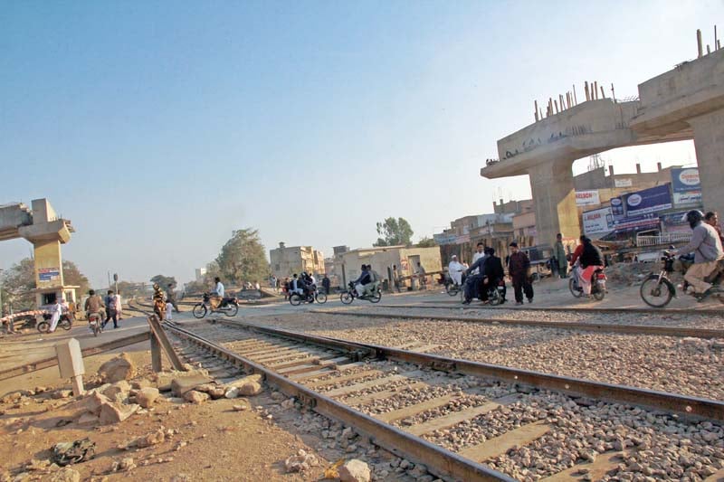 hundreds of shops have been forced to shut down or move somewhere else during the last one year due to the construction of the malir 15 flyover the project was started in 2013 four years down the lane work is still in progress photo file