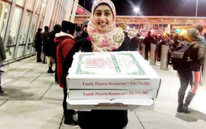 pizza angels feed protesters at new york airport pizza angels feed protesters at new york airport