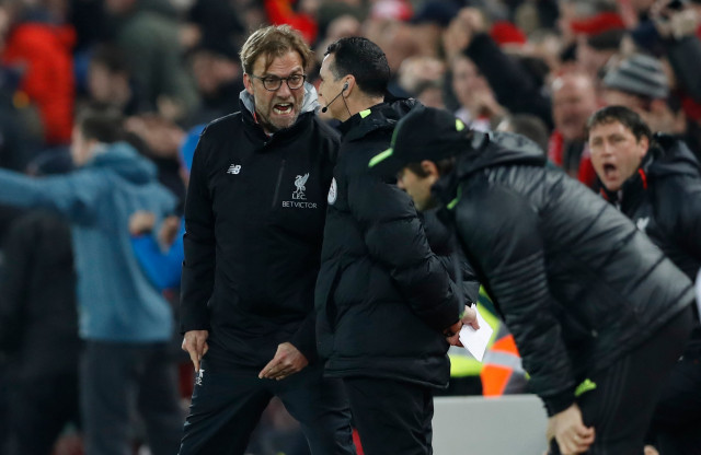 liverpool manager jurgen klopp remonstrates with the fourth official after chelsea are awarded a penalty photo reuters liverpool manager jurgen klopp remonstrates with the fourth official after chelsea are awarded a penalty photo reuters