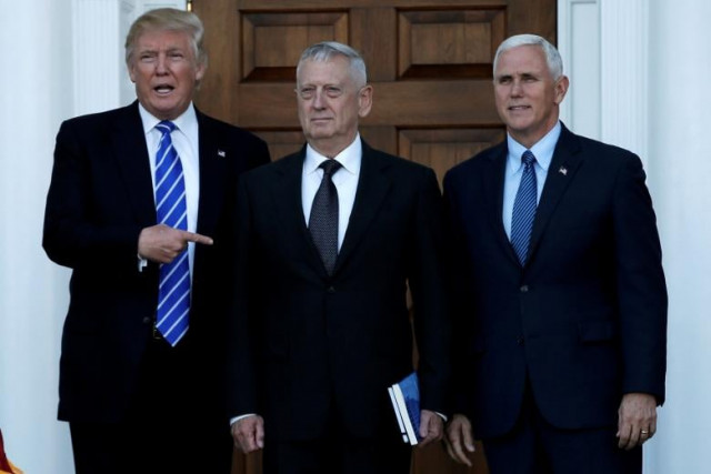 us president elect donald trump l and vice president elect mike pence r greet retired marine general james mattis photo reuters us president elect donald trump l and vice president elect mike pence r greet retired marine general james mattis photo reuters