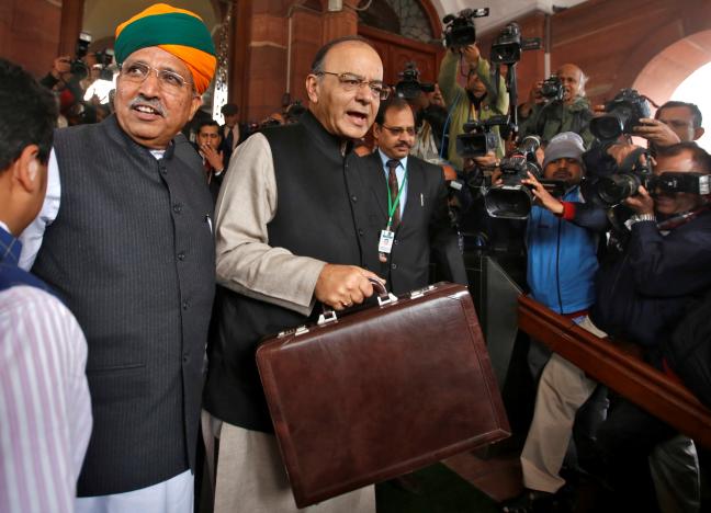 finance minister arun jaitley c arrives at the parliament where he is due to present the federal budget in new delhi february 1 2017 photo reuters