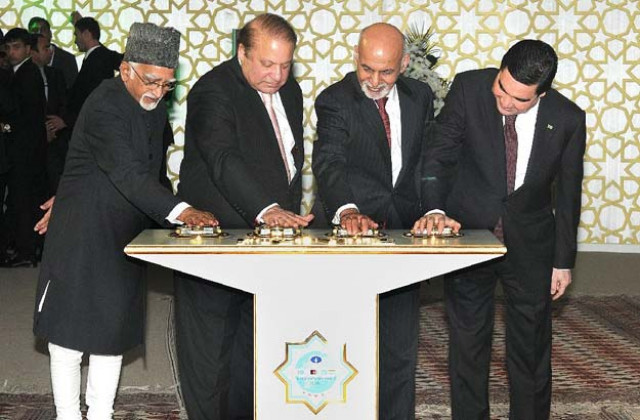 leasders from india pakistan afghanistan and turkmenistan press the button to begin the welding process of the tapi gas pipeline in the turkmenistan city of mary photo afp leasders from india pakistan afghanistan and turkmenistan press the button to begin the welding process of the tapi gas pipeline in the turkmenistan city of mary photo afp