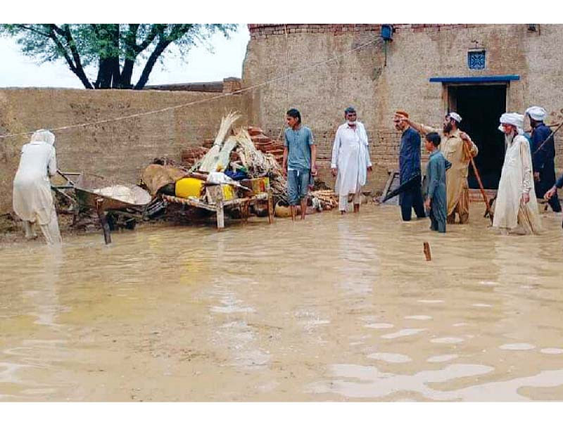 torrential rains and flash floods cause widespread destruction in parts of di khan photos express