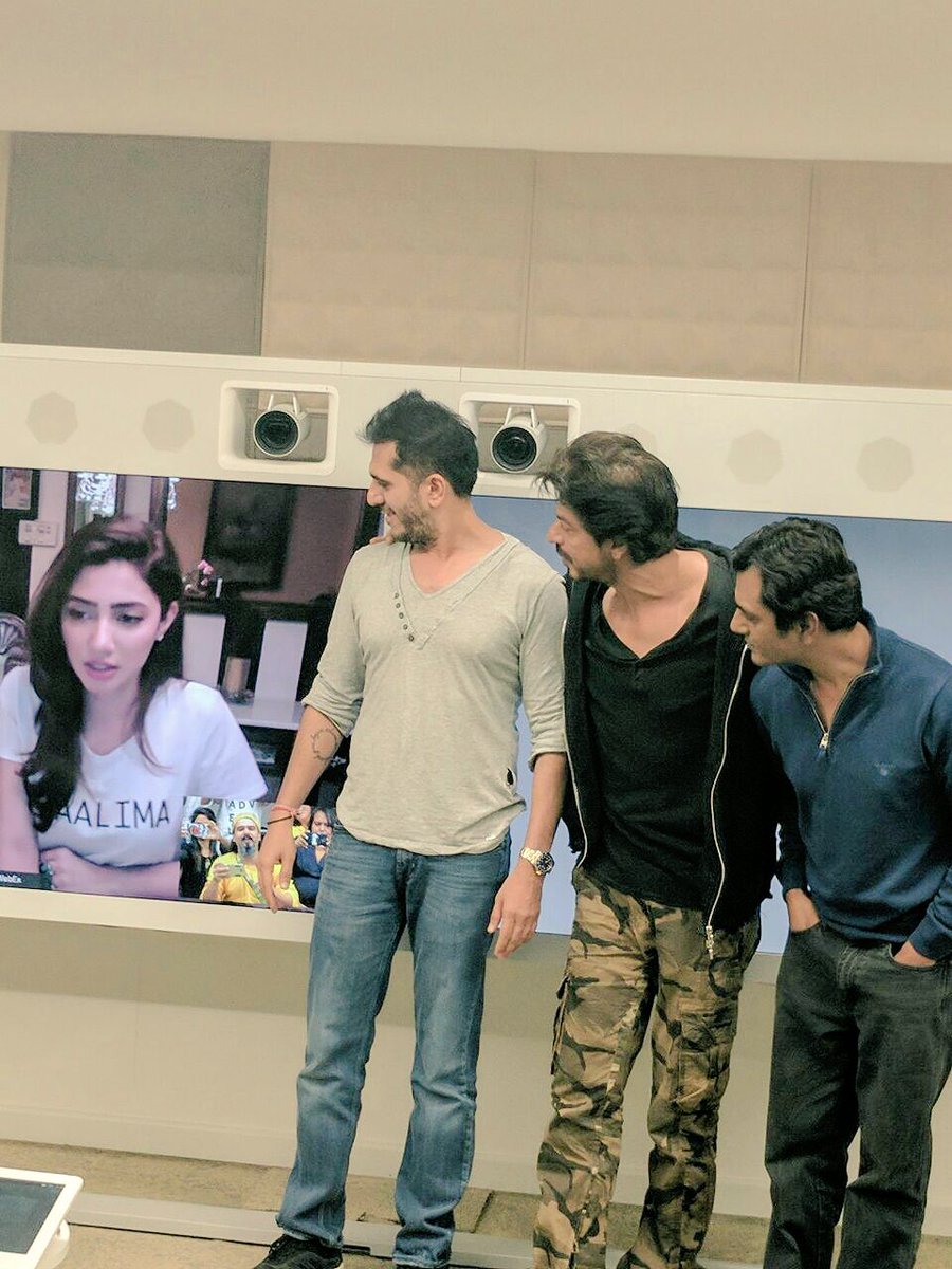 mahira khan joins raees team for success celebrations via video link photo twitter