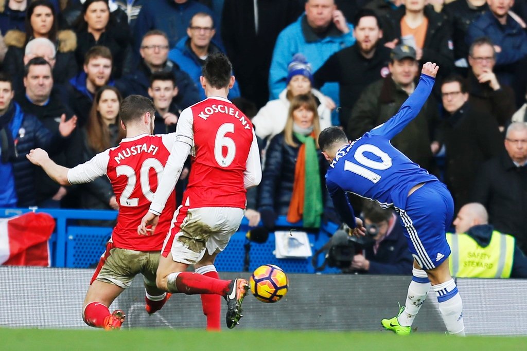 hazard 039 s goal doubled chelsea 039 s lead to 2 0 before ending the match 3 1 photo afp
