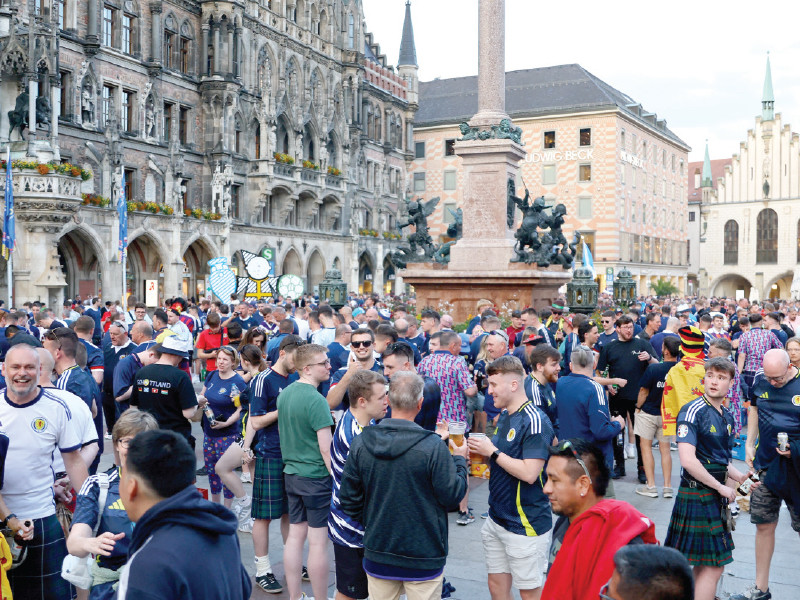 scotland fans gather in munich ahead of tomorrow s match against germany photo reuters