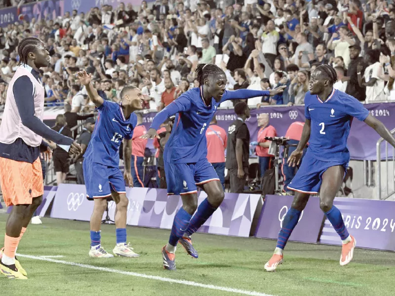 jean philippe mateta runs away in celebration after scoring for france against argentina photo afp jean philippe mateta runs away in celebration after scoring for france against argentina photo afp