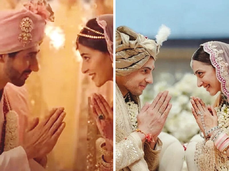 from the bridal outfits down to the perfectly synchronised gestures the scene feels plucked right out of kiara and sid s real life mandap photos file