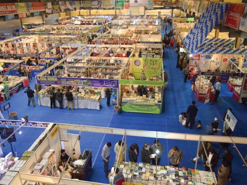 people look at books on the last day of the five day lahore international book fair 2017 photo express